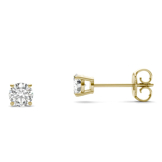 0.46 CTW DEW Round Forever One Moissanite Stud Earrings in 14K Yellow Gold