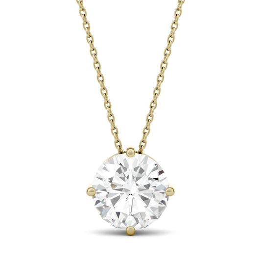 3.27 CTW DEW Round Forever One Moissanite Solitaire Pendant in 14K Yellow Gold