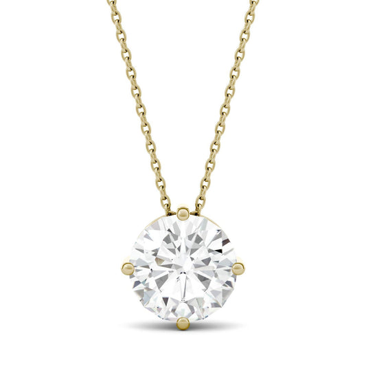 3.27 CTW DEW Round Forever One Moissanite Solitaire Pendant in 14K Yellow Gold