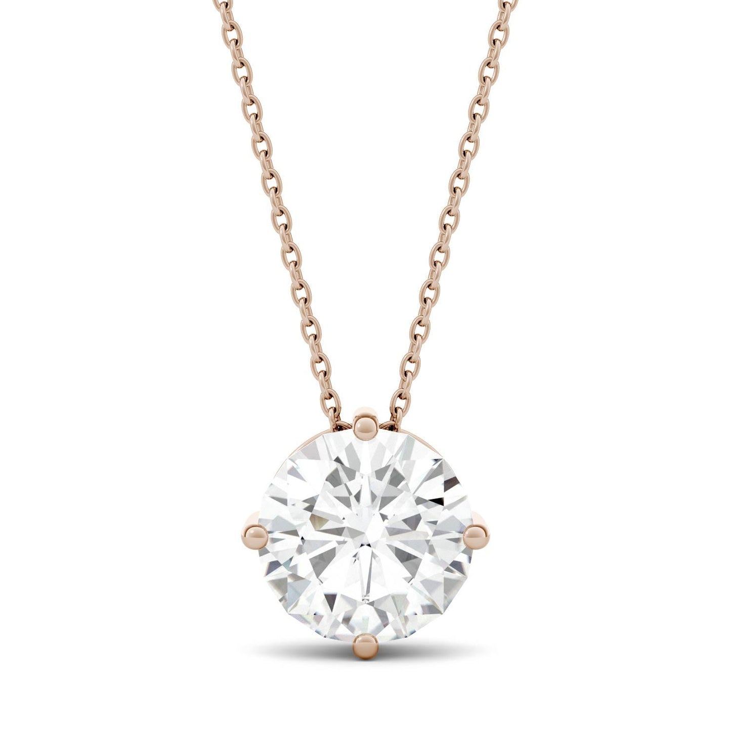 3.27 CTW DEW Round Forever One Moissanite Solitaire Pendant in 14K Rose Gold
