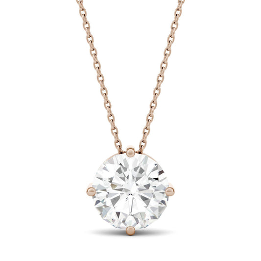 3.10 CTW DEW Round Forever One Moissanite Solitaire Stud Necklace in 14K Rose Gold