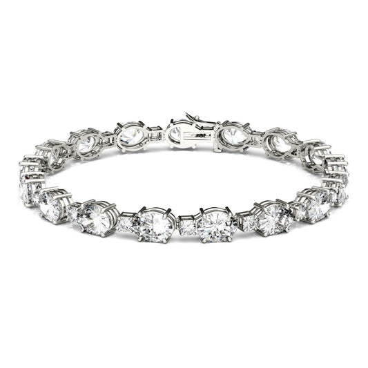 11.20 CTW DEW Oval Forever One Moissanite Tennis Bracelet in 14K White Gold