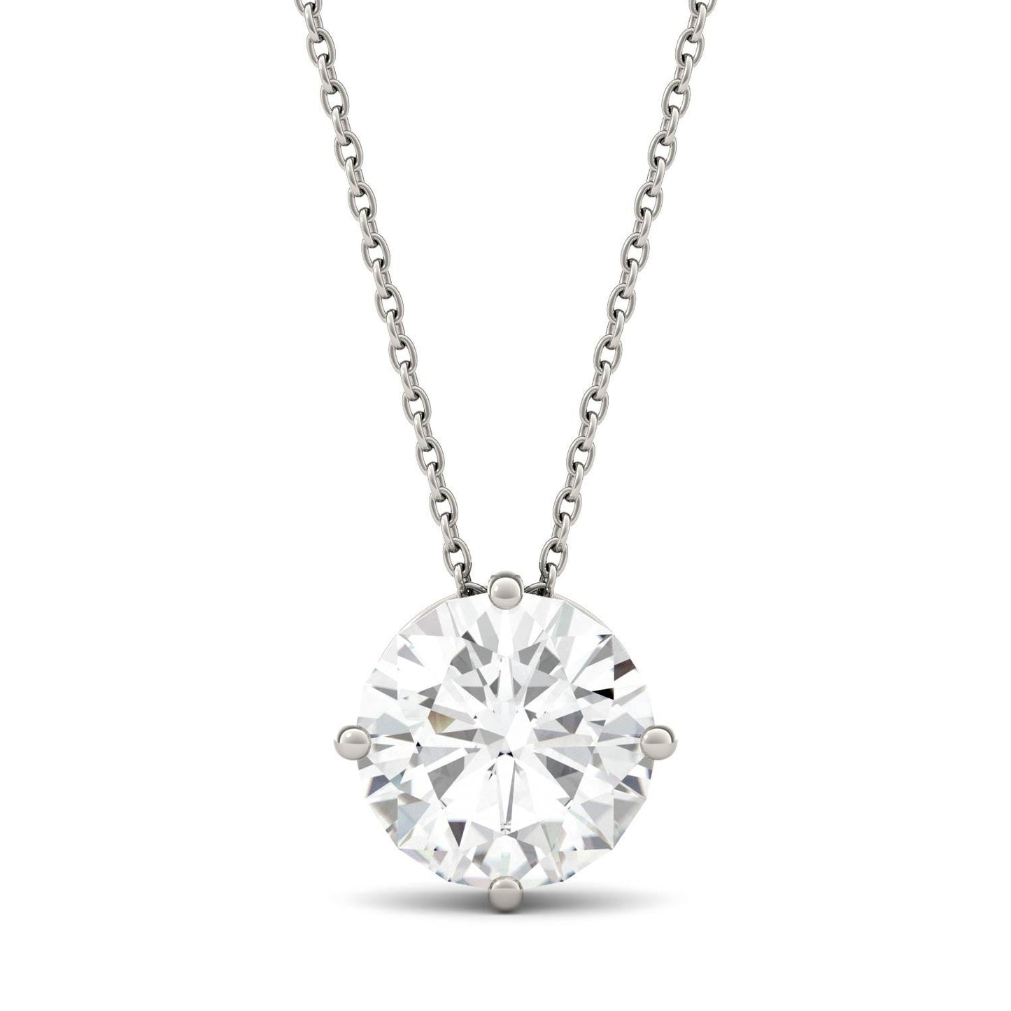 3.27 CTW DEW Round Forever One Moissanite Solitaire Pendant in 14K White Gold