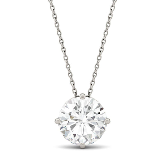 3.27 CTW DEW Round Forever One Moissanite Solitaire Pendant in 14K White Gold
