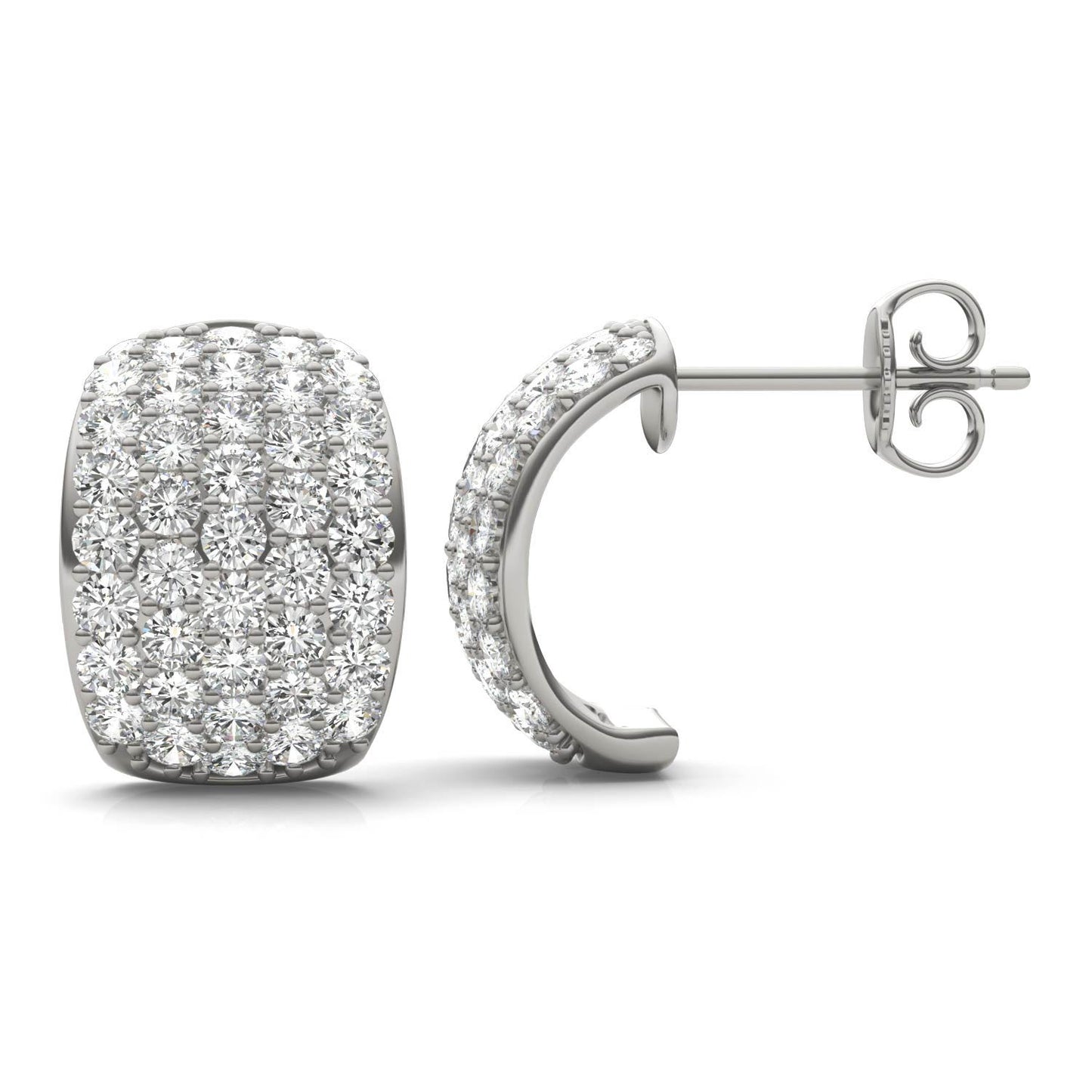 1.79 CTW DEW Round Forever One Moissanite Five Row Hoop Earrings in 14K White Gold