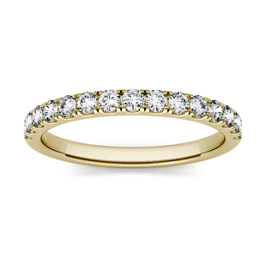 0.38 CTW DEW Round Forever One Moissanite Shared Prong Band in 14K Yellow Gold