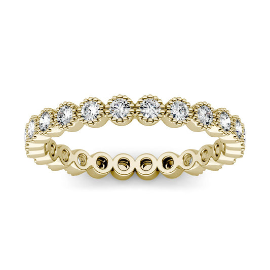 0.45 CTW DEW Round Forever One Moissanite Beaded Stackable Ring in 14K Yellow Gold