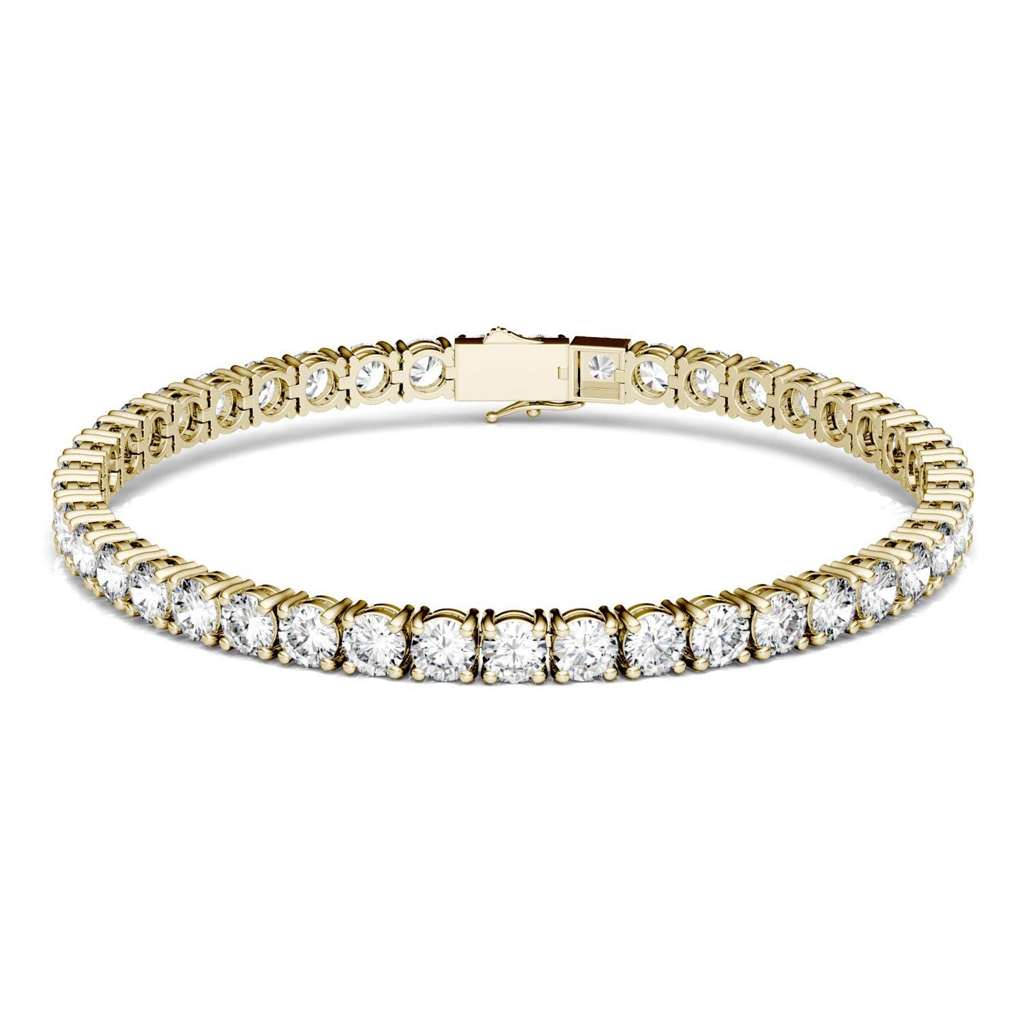 9.89 CTW DEW Round Forever One Moissanite Tennis Bracelet in 14K Yellow Gold