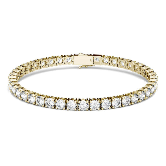 9.89 CTW DEW Round Forever One Moissanite Tennis Bracelet in 14K Yellow Gold