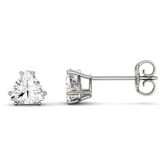 1.00 CTW DEW Trillion Forever One Moissanite Stud Earrings in 14K White Gold