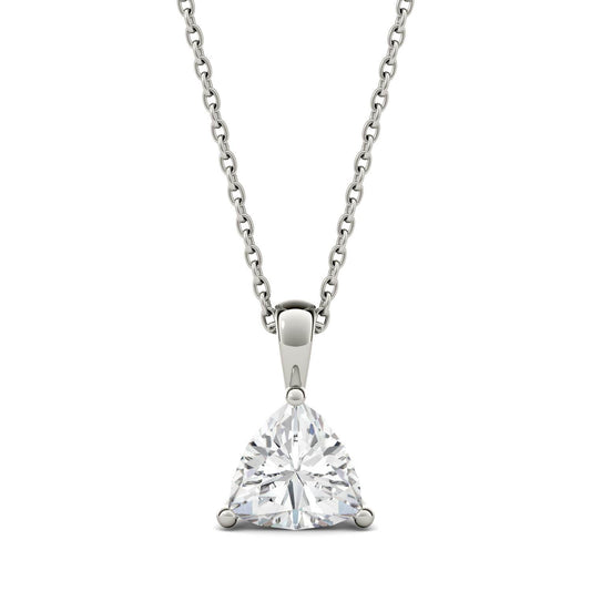1.00 CTW DEW Trillion Forever One Moissanite Solitaire Pendant in 14K White Gold