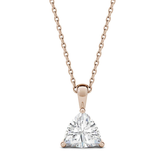 1.00 CTW DEW Trillion Forever One Moissanite Solitaire Pendant in 14K Rose Gold