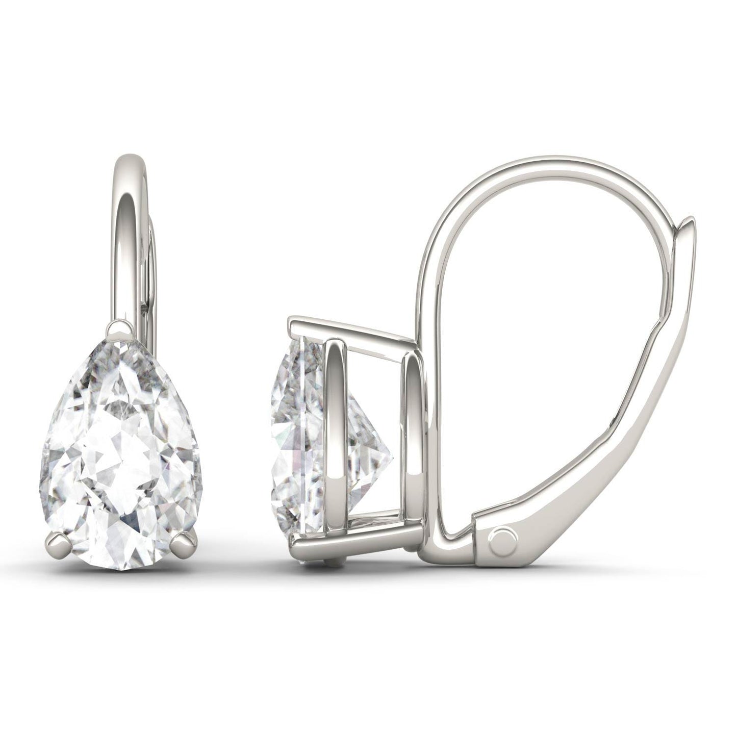 1.88 CTW DEW Pear Forever One Moissanite Drop Earrings in 14K White Gold