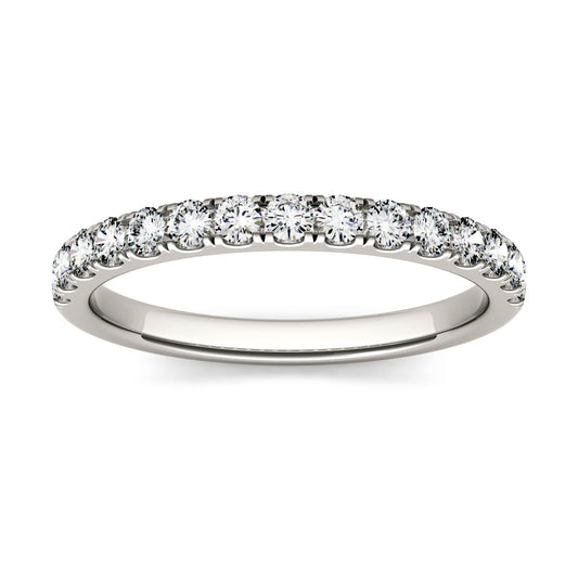 0.38 CTW DEW Round Forever One Moissanite Shared Prong Band in 14K White Gold