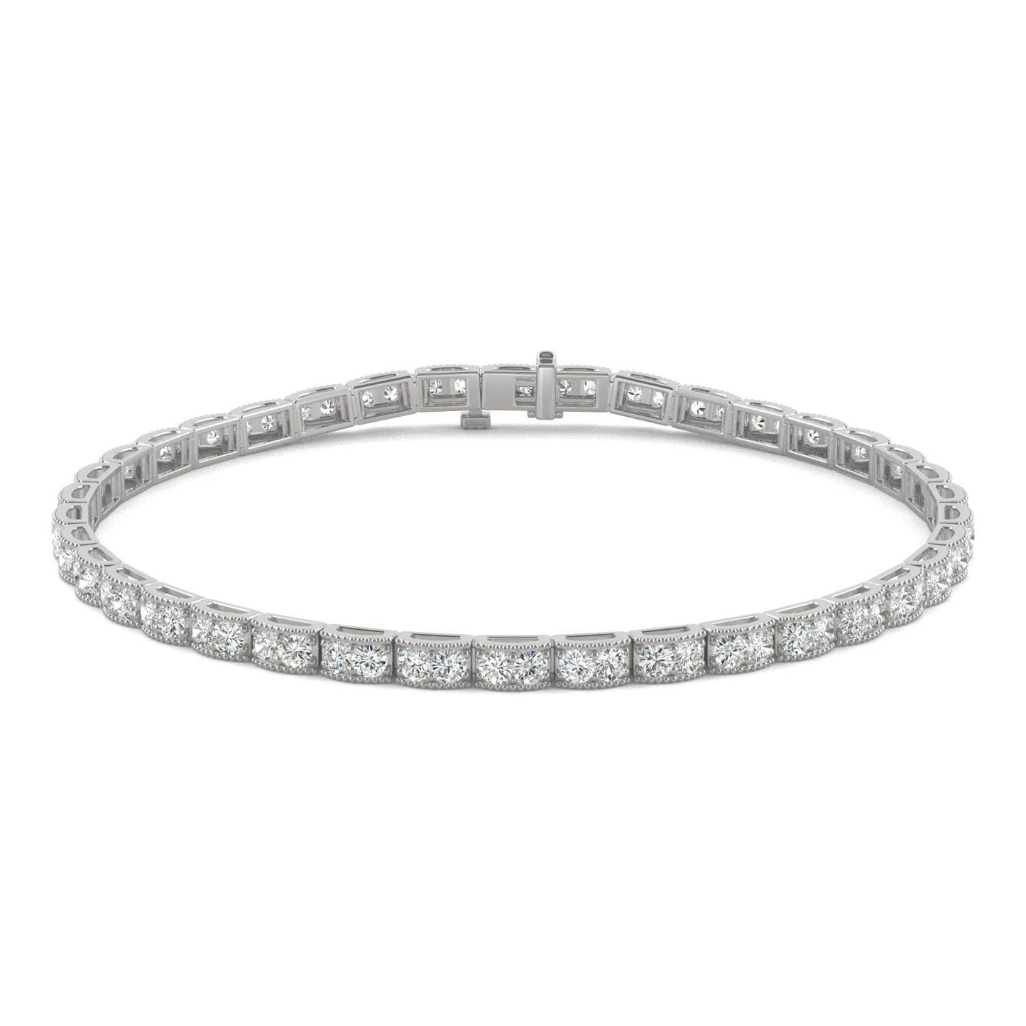 1.71 CTW DEW Round Forever One Moissanite Tennis Bracelet 14K White Gold