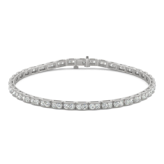 1.71 CTW DEW Round Forever One Moissanite Tennis Bracelet 14K White Gold