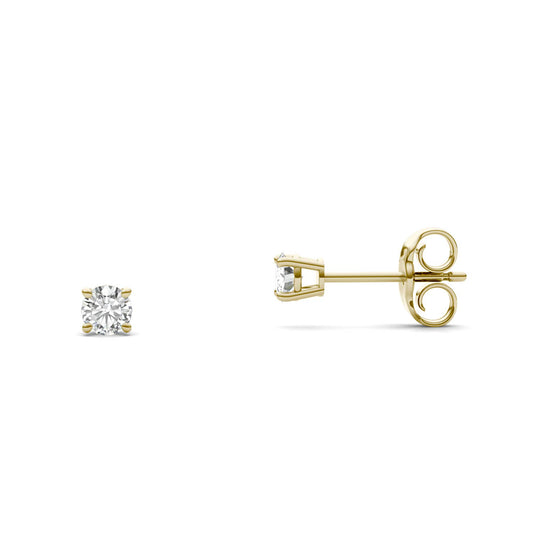 0.20 CTW DEW Round Forever One Moissanite Four Prong Stud Earrings in 14K Yellow Gold