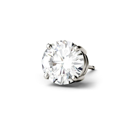 0.10 CTW DEW Round Forever One Moissanite Four Prong Single Stud Earring in 14K White Gold