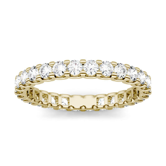 1.00 CTW DEW Round Forever One Moissanite Shared Prong Eternity Band in 14K Yellow Gold