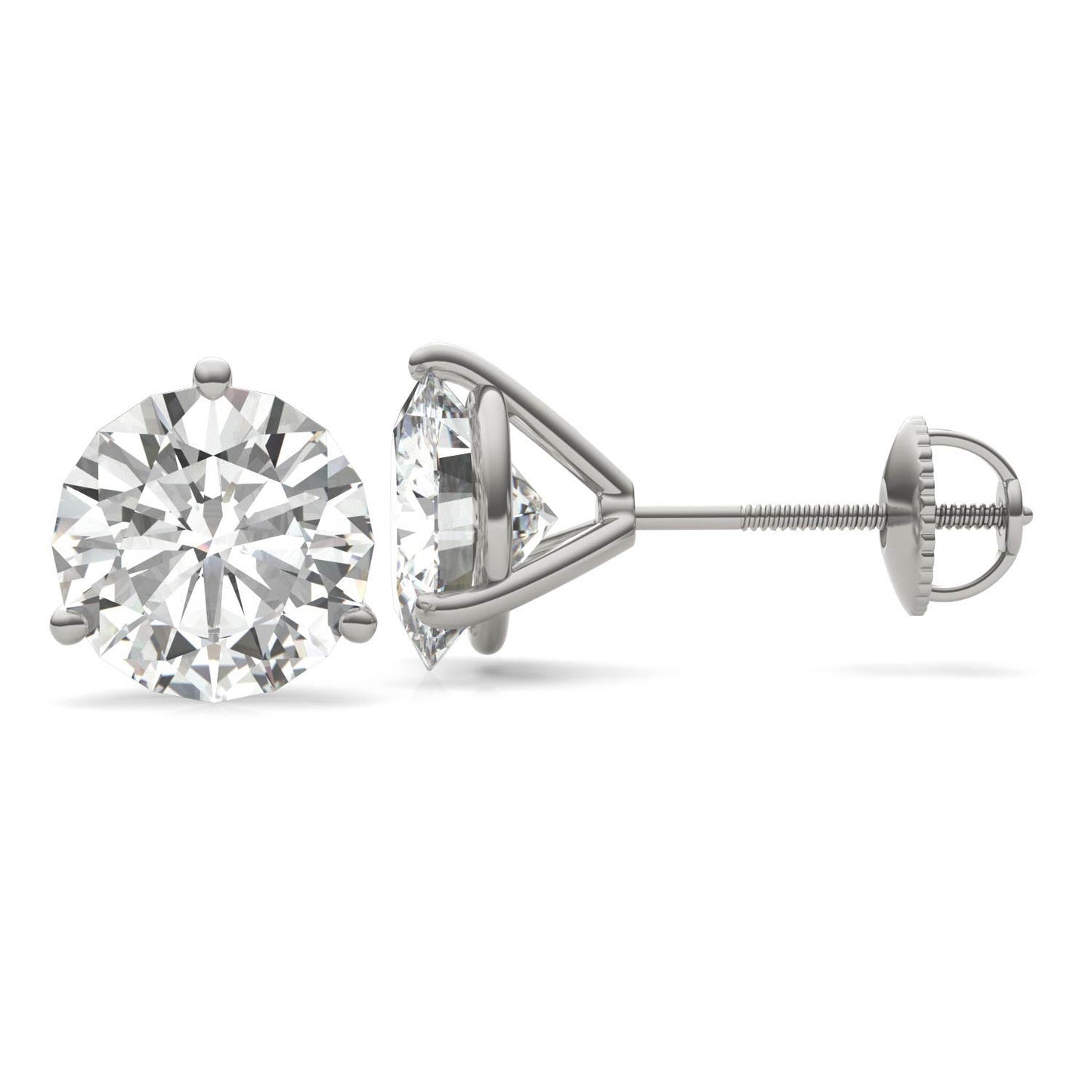 5.40 CTW DEW Round Forever One Moissanite Three Prong Martini Stud Earrings in 14K White Gold