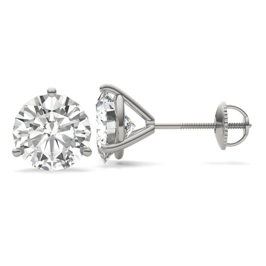 5.40 CTW DEW Round Forever One Moissanite Three Prong Martini Stud Earrings in 14K White Gold