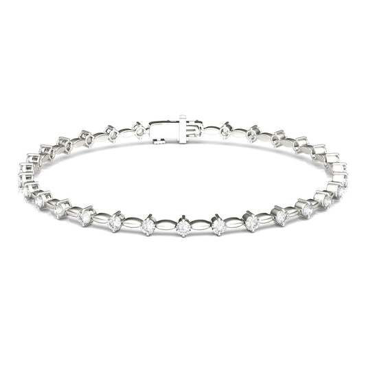 0.93 CTW DEW Round Forever One Moissanite Link Tennis Bracelet in 14K White Gold