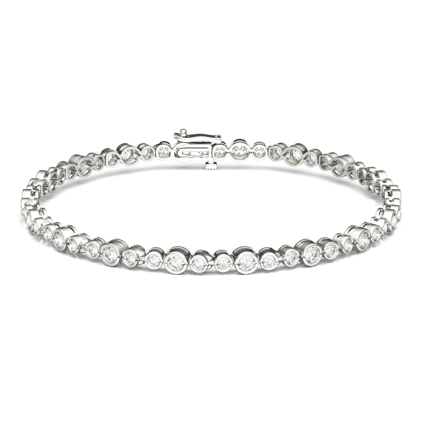 2.16 CTW DEW Round Forever One Moissanite Petite Multi Bezel Fashion Bracelet in 14K White Gold