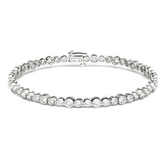 2.16 CTW DEW Round Forever One Moissanite Petite Multi Bezel Fashion Bracelet in 14K White Gold