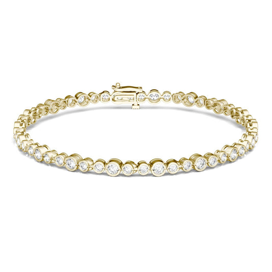 2.16 CTW DEW Round Forever One Moissanite Petite Multi Bezel Fashion Bracelet in 14K Yellow Gold