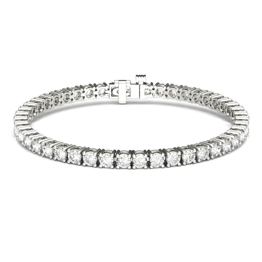7.20 CTW DEW Round Forever One Moissanite Classic Four Prong Tennis Bracelet in 14K White Gold