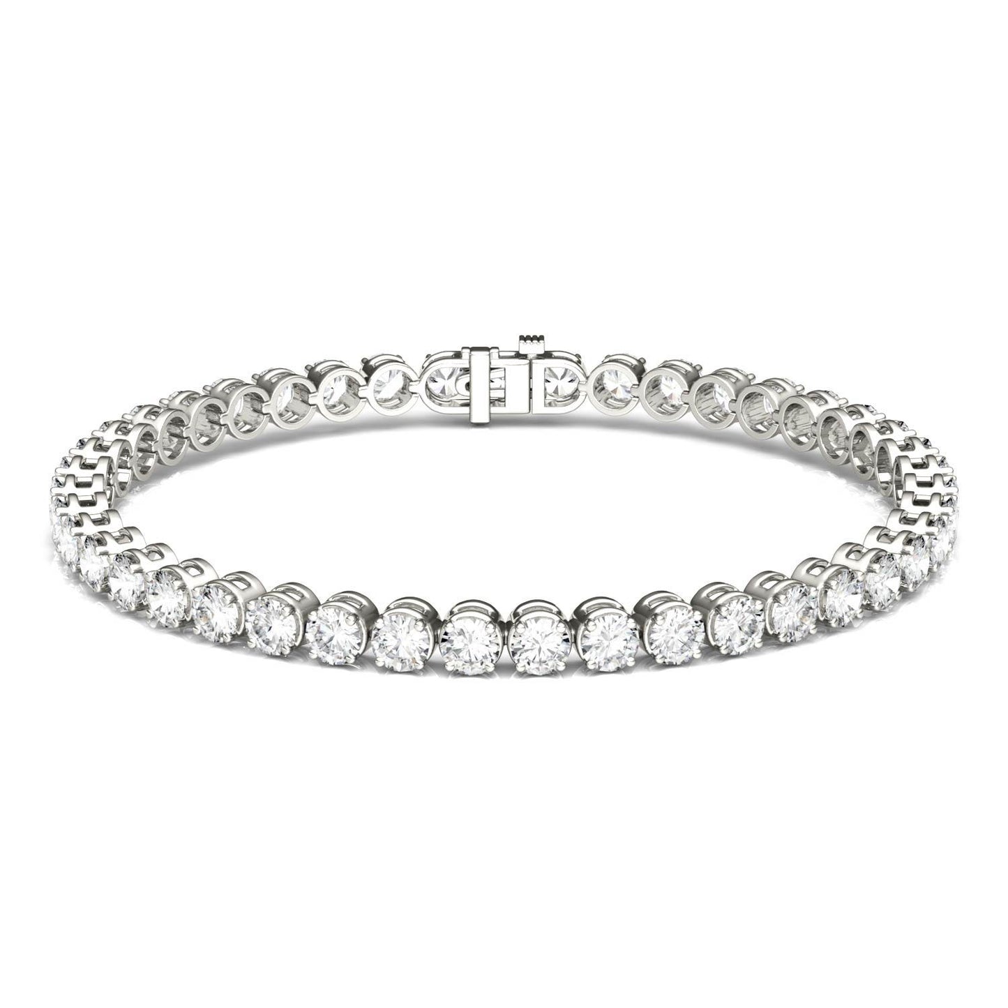 6.88 CTW DEW Round Forever One Moissanite Modern Tennis Bracelet in 14K White Gold