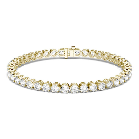 6.88 CTW DEW Round Forever One Moissanite Modern Tennis Bracelet in 14K Yellow Gold