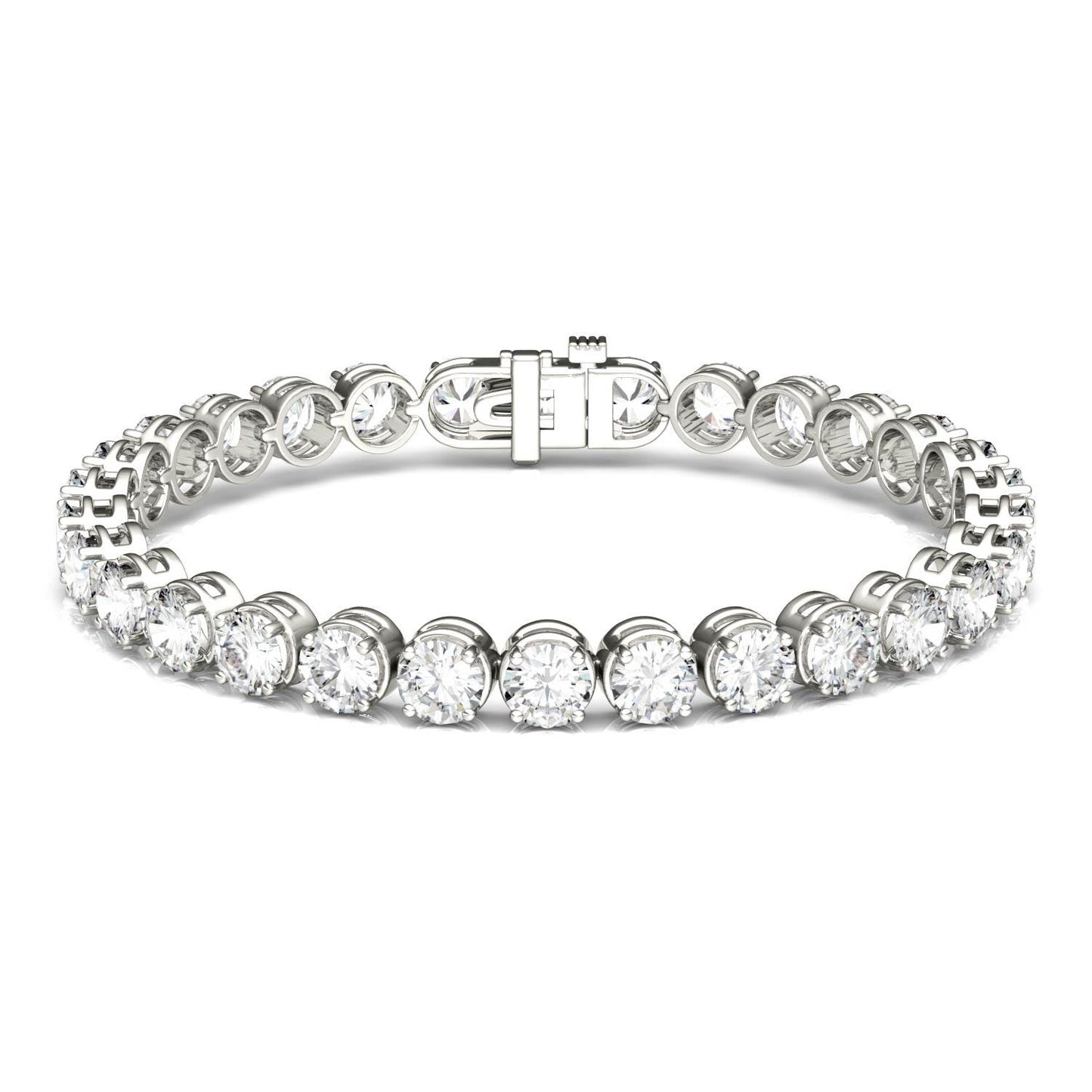 15.00 CTW DEW Round Forever One Moissanite Modern Tennis Bracelet in 14K White Gold