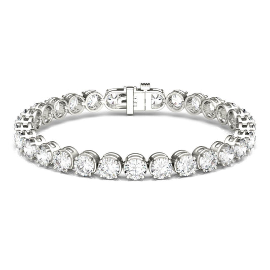 15.00 CTW DEW Round Forever One Moissanite Modern Tennis Bracelet in 14K White Gold