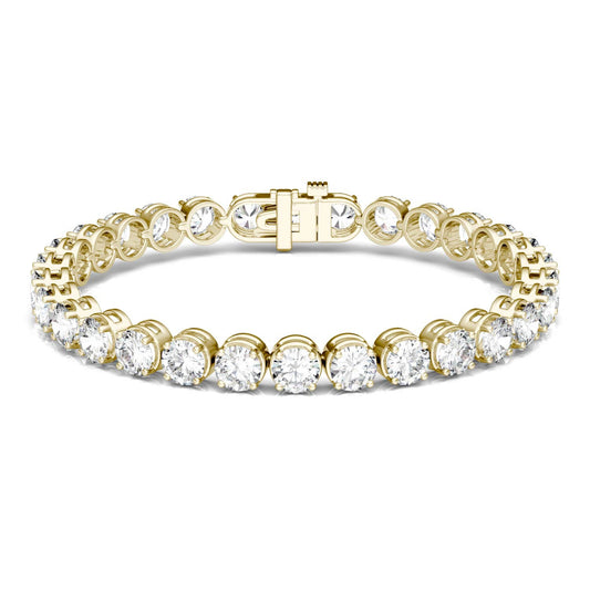 15.00 CTW DEW Round Forever One Moissanite Modern Tennis Bracelet in 14K Yellow Gold