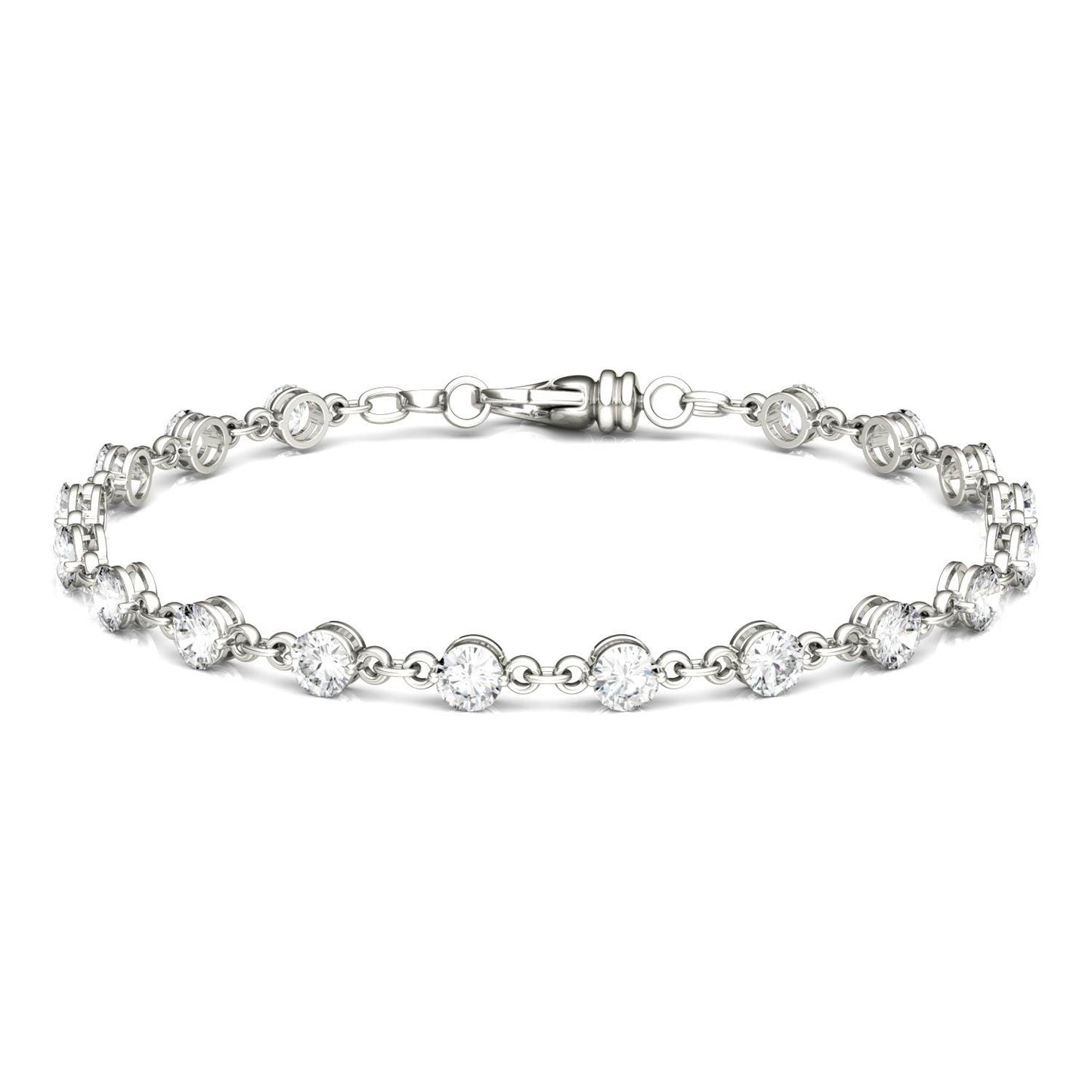 4.14 CTW DEW Round Forever One Moissanite Link Bracelet in 14K White Gold