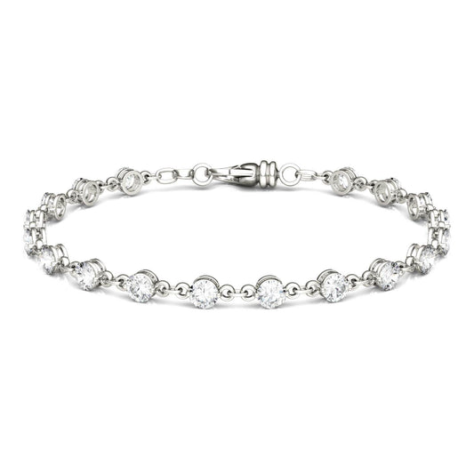 4.14 CTW DEW Round Forever One Moissanite Link Bracelet in 14K White Gold