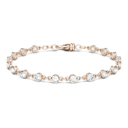 4.14 CTW DEW Round Forever One Moissanite Link Bracelet in 14K Rose Gold