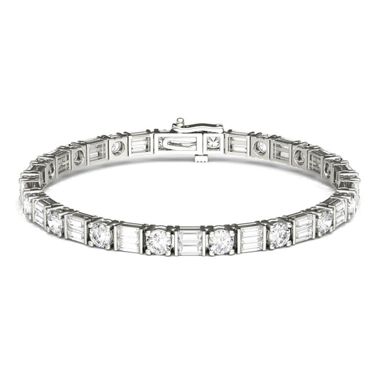 8.32 CTW DEW Straight Baguette Forever One Moissanite Tennis Bracelet in 14K White Gold