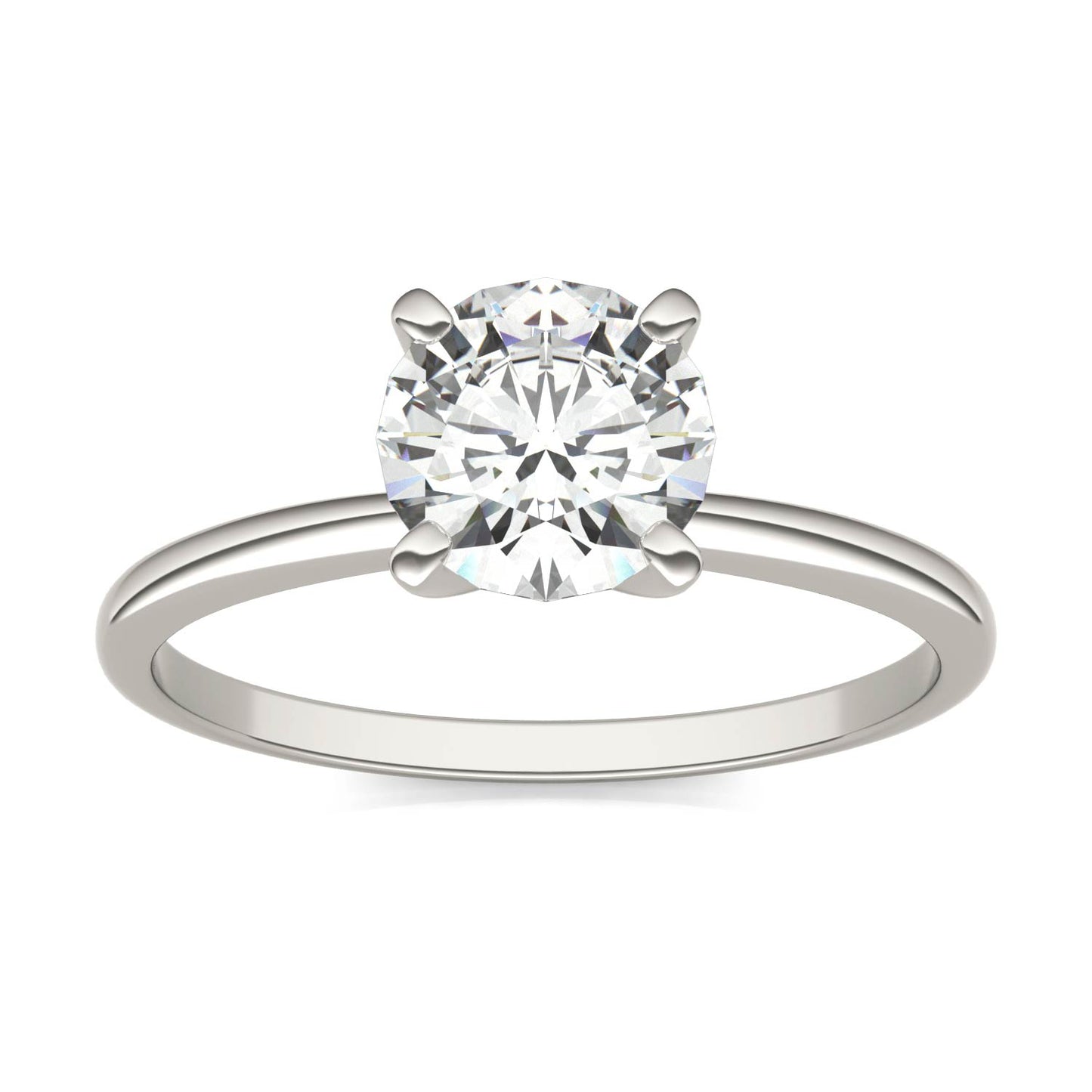 1.00 CTW DEW Round Forever One Moissanite Solitaire Engagement Ring in 14K White Gold
