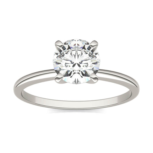 1.00 CTW DEW Round Forever One Moissanite Solitaire Engagement Ring in 14K White Gold