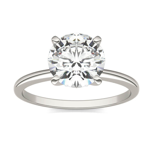 1.90 CTW DEW Round Forever One Moissanite Solitaire Engagement Ring in 14K White Gold