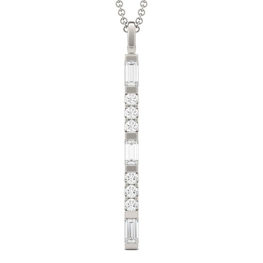 0.50 CTW DEW Straight Baguette Forever One Moissanite Linear Necklace in 14K White Gold