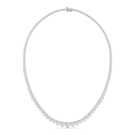 10.65 CTW DEW Round Forever One Moissanite Graduated Riviera Tennis Necklace 14K White Gold