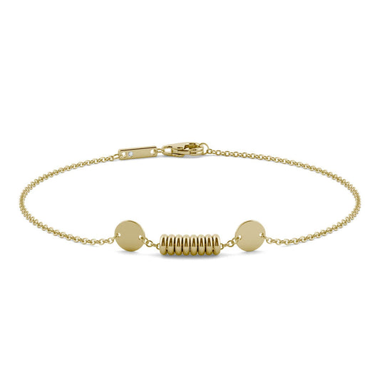 0.005 CTW DEW Round Forever One Moissanite Beaded Chain Bracelet 14K Yellow Gold