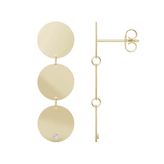 Ouro Edition Drop Disc Trio Earrings in 14K Yellow Gold