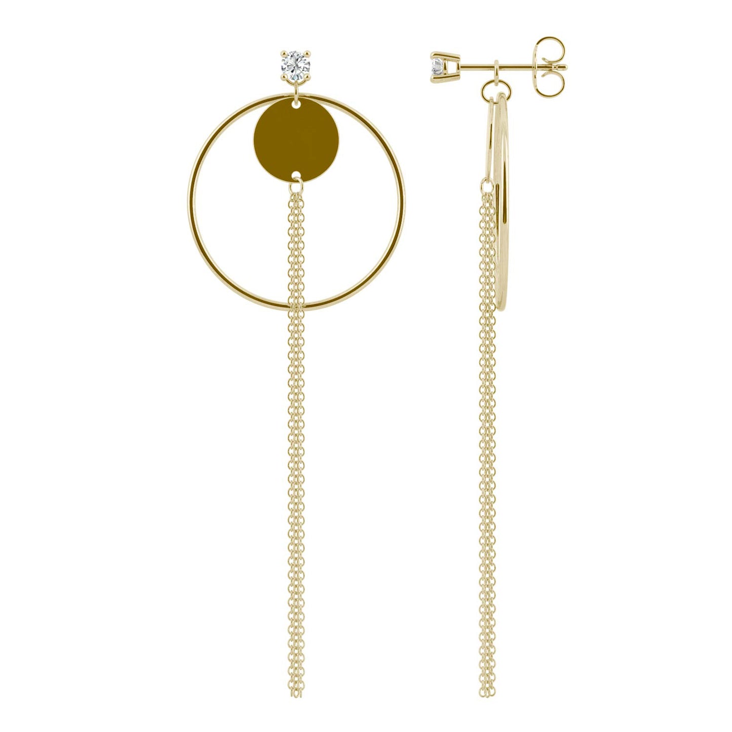 Ouro Edition Tassel Disc Drop Earrings in 14K Yellow Gold