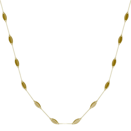 Forever One Moissanite Navette Station Necklace 14K Yellow Gold