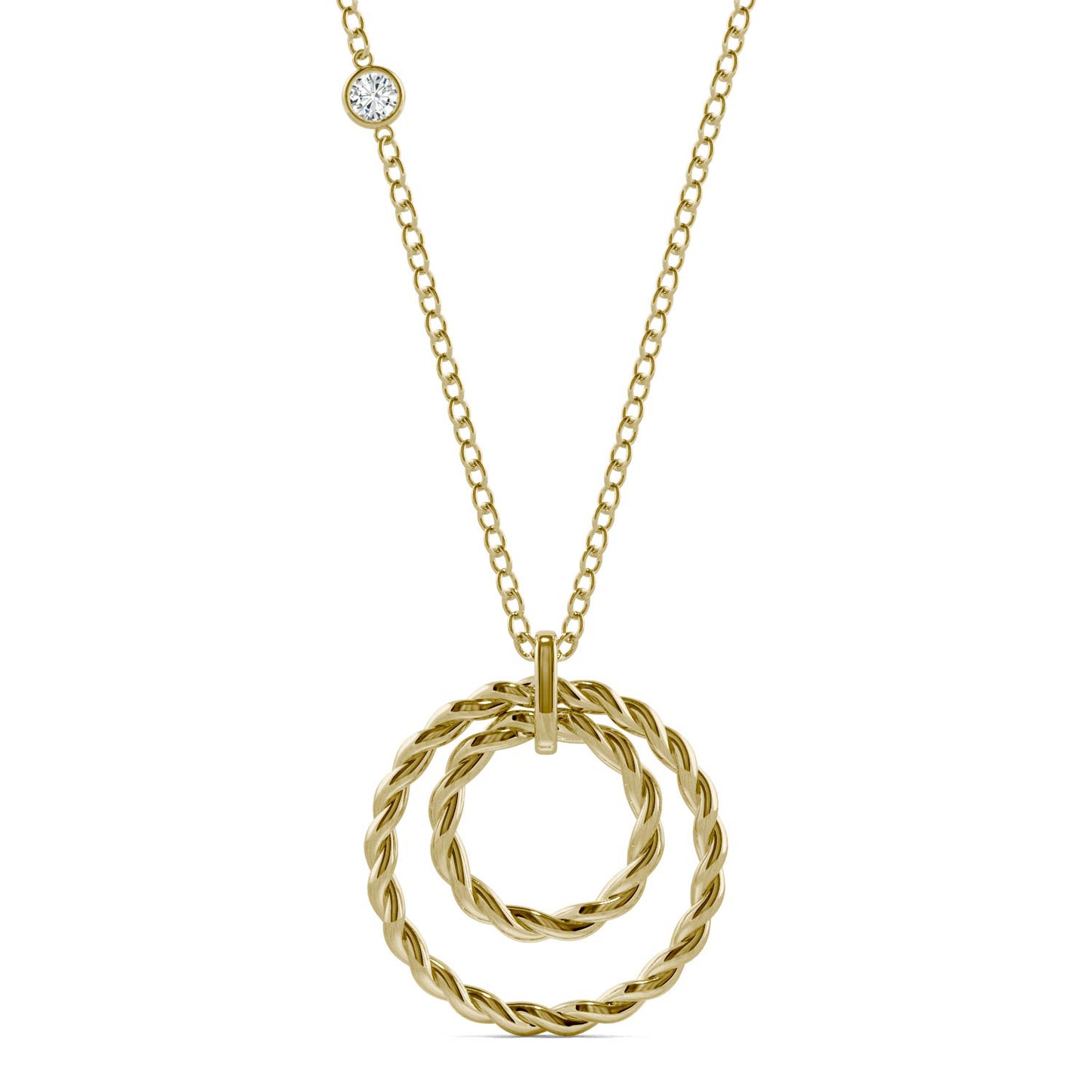 Ouro Edition Double Rope Circle Necklace in 14K Yellow Gold