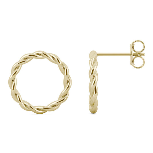 Ouro Edition Circle Rope Stud Earrings in 14K Yellow Gold